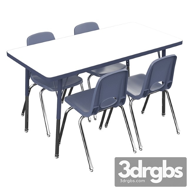 5 piece rectangular activity table & chair set - thumbnail 1