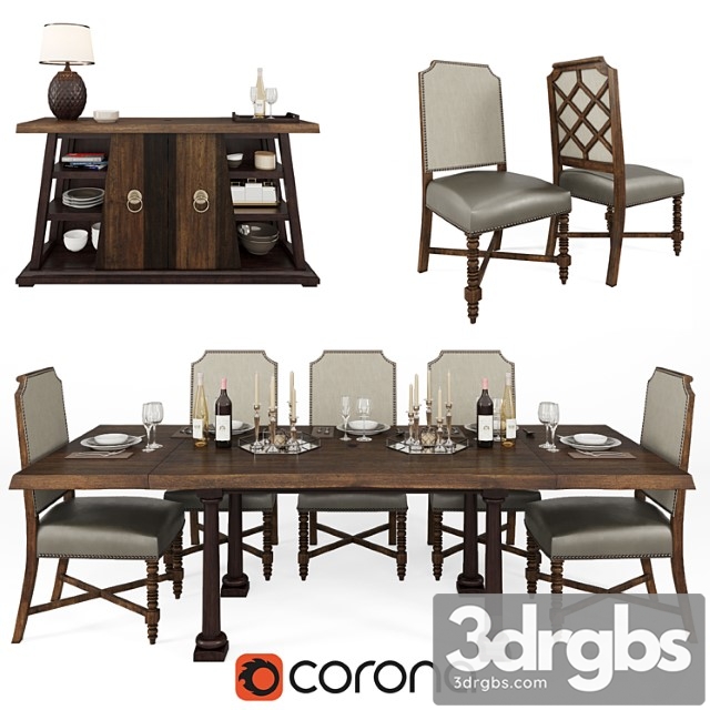 A R T Furniture Inc American Chapter Formal Dining Room Group 3dsmax Download - thumbnail 1