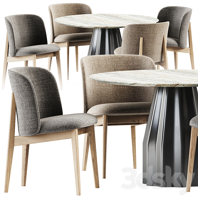 Abrey Chair by Calligaris and Burin Table by Viccarbe 3DSMax File - thumbnail 2