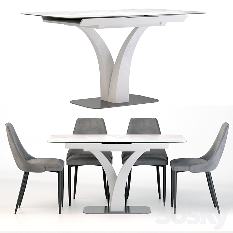 AERO table FRANCE chair B140 3DS Max - thumbnail 2