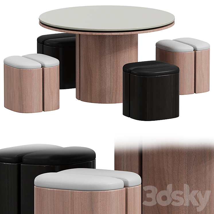 Aire Stool with Table 3DS Max Model - thumbnail 3