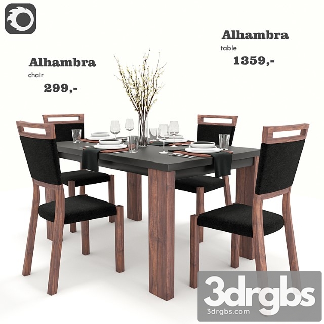 Alhambra Dining Set Brw 3dsmax Download - thumbnail 1