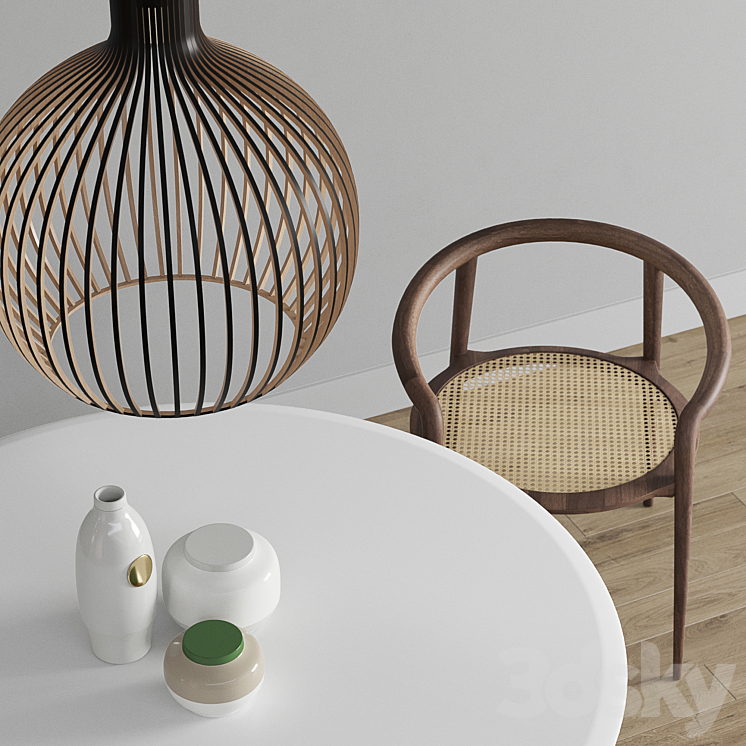 Alias ​​Saen Round Table set 3DS Max - thumbnail 2