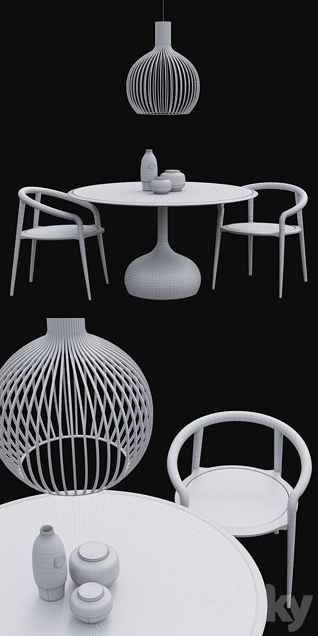 Alias ??Saen Round Table set 3DSMax File - thumbnail 3