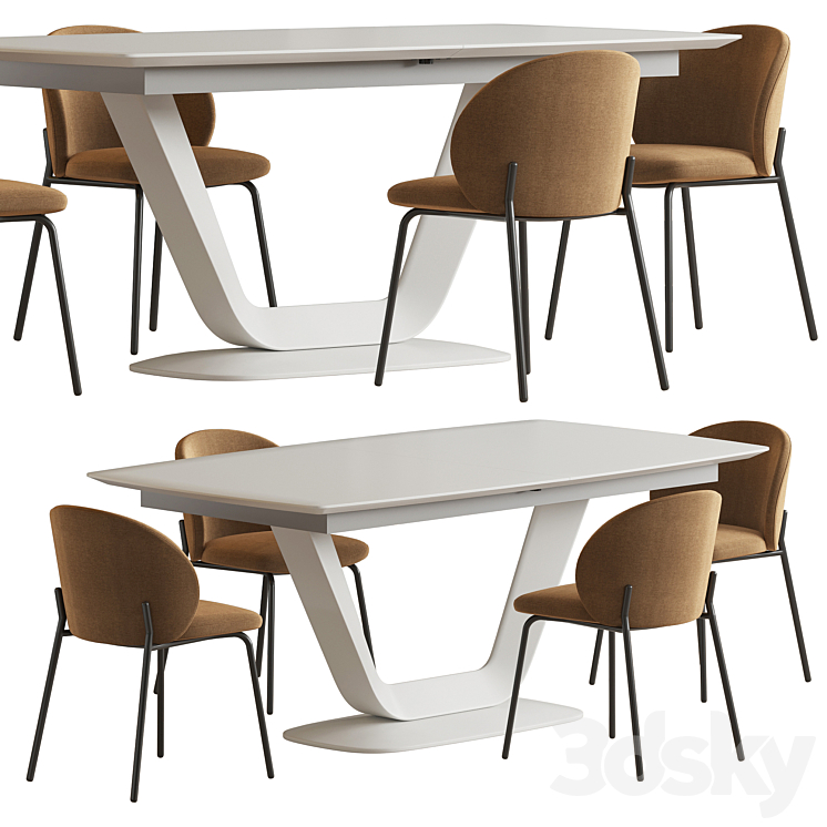 Alicante table Princeton chair Boconcept 3DS Max - thumbnail 1