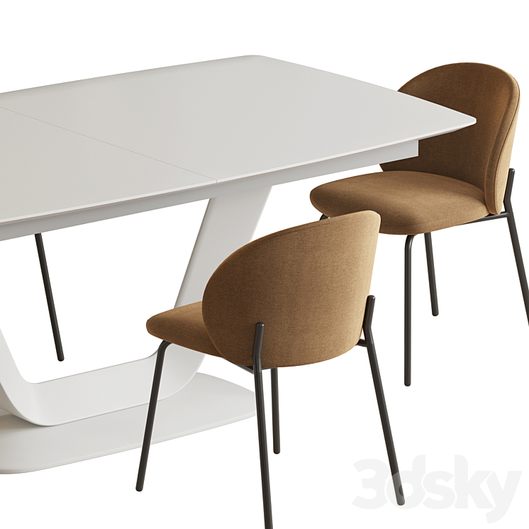 Alicante table Princeton chair Boconcept 3DS Max - thumbnail 2