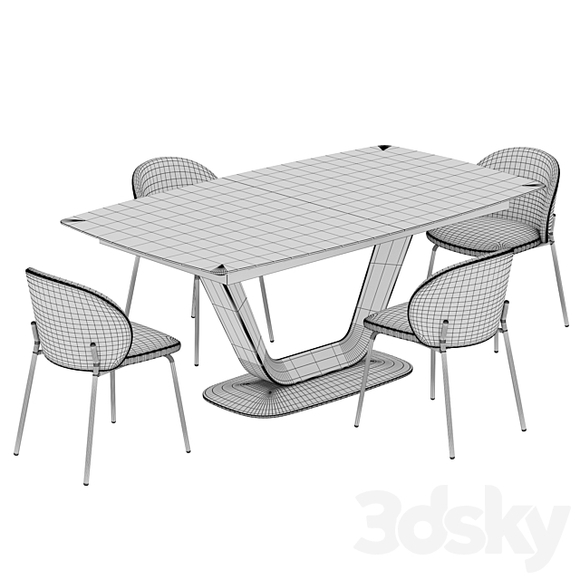 Alicante table Princeton chair Boconcept 3DSMax File - thumbnail 3