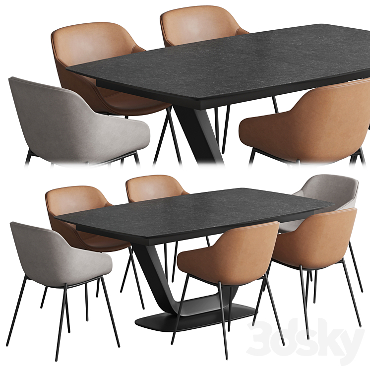 Alicante table Vienna chair Boconcept 3DS Max - thumbnail 1