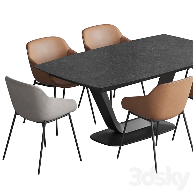 Alicante table Vienna chair Boconcept 3DS Max - thumbnail 2