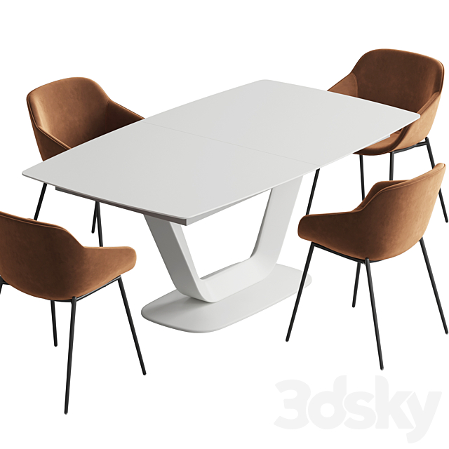 Alicante table Vienna chair Boconcept 3DS Max Model - thumbnail 2