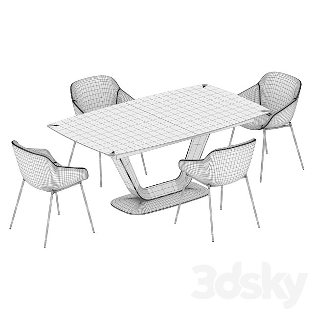 Alicante table Vienna chair Boconcept 3DS Max Model - thumbnail 3