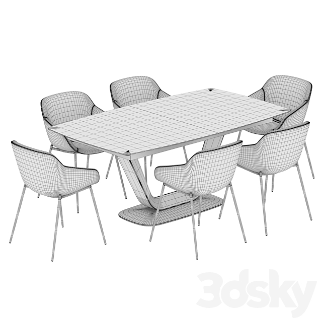 Alicante table Vienna chair Boconcept 3DSMax File - thumbnail 3