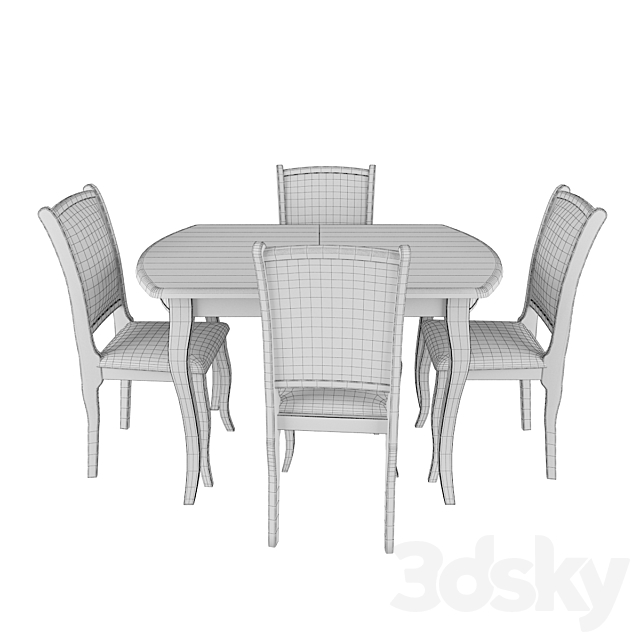 Alicante table with chairs MN Milano 3DS Max Model - thumbnail 3