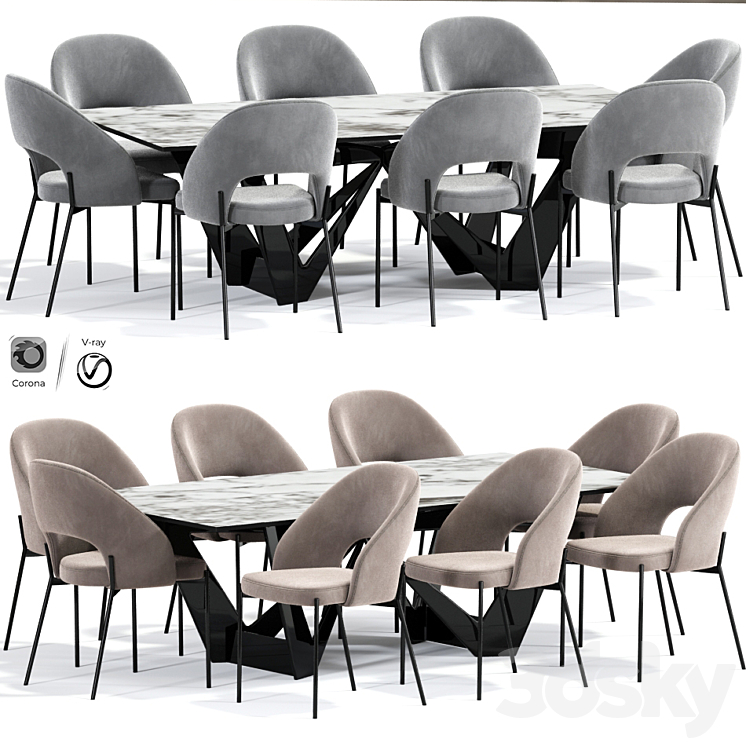 Alice Dining Chair Table 3DS Max - thumbnail 1