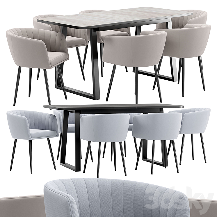 Alina dining chair and Sheffilton table 3DS Max Model - thumbnail 3