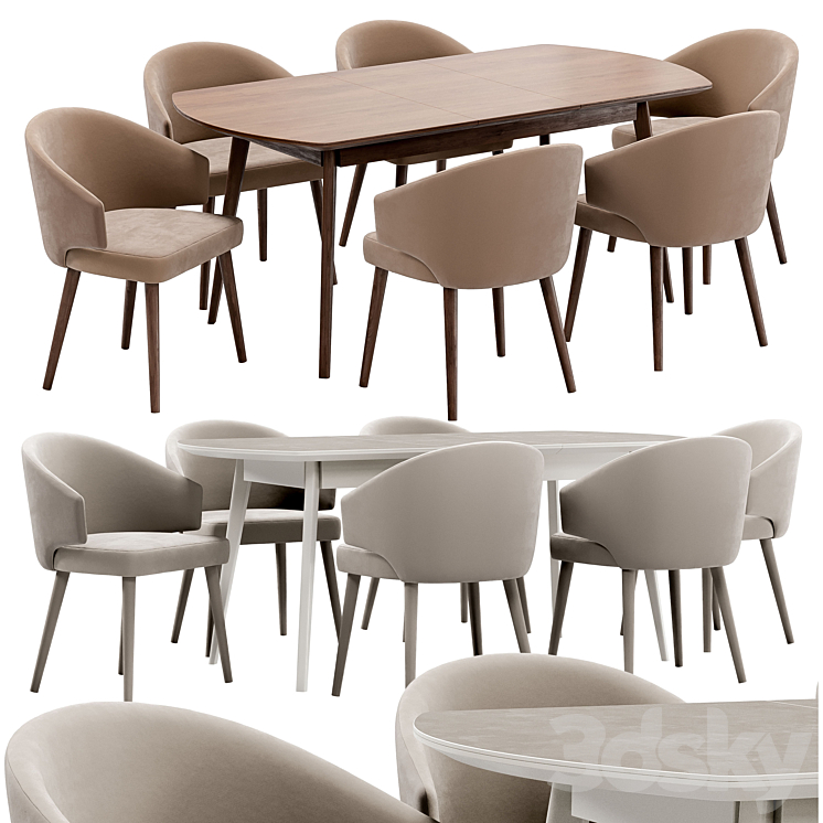 Alisia dining chair and Atlas table 3DS Max - thumbnail 1