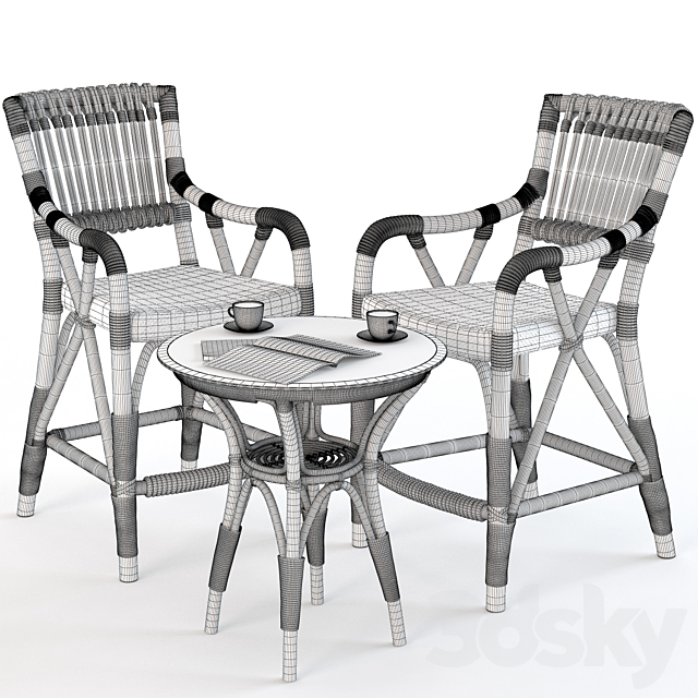 Allison Coastal Stool and Abby French Table 3DS Max Model - thumbnail 3