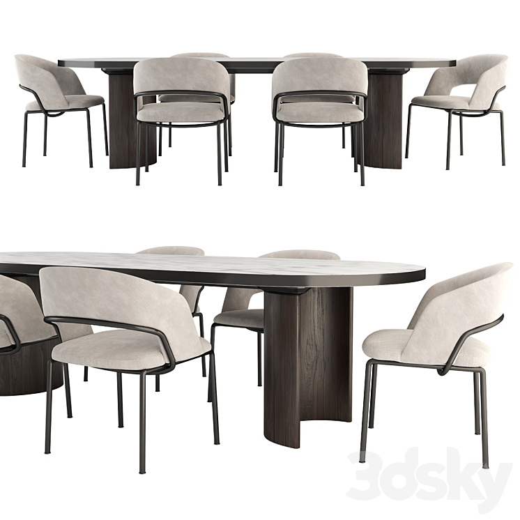 Alma Chair and Blevio Table 3DS Max Model - thumbnail 1