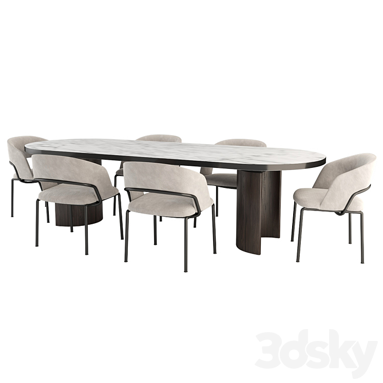 Alma Chair and Blevio Table 3DS Max Model - thumbnail 2