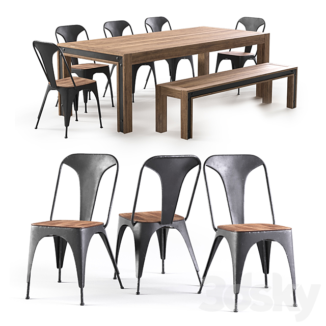 Amos table and chairs 3DSMax File - thumbnail 1