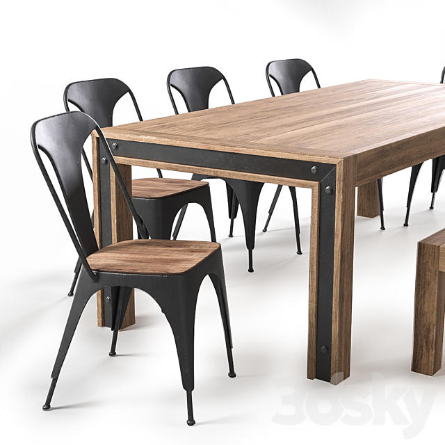 Amos table and chairs 3DSMax File - thumbnail 2