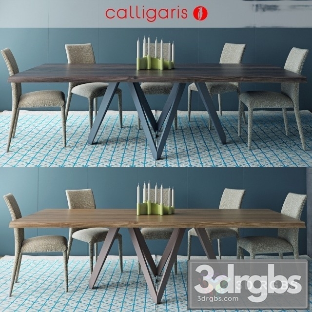 Anais Chair Cartesio Table 3dsmax Download - thumbnail 1