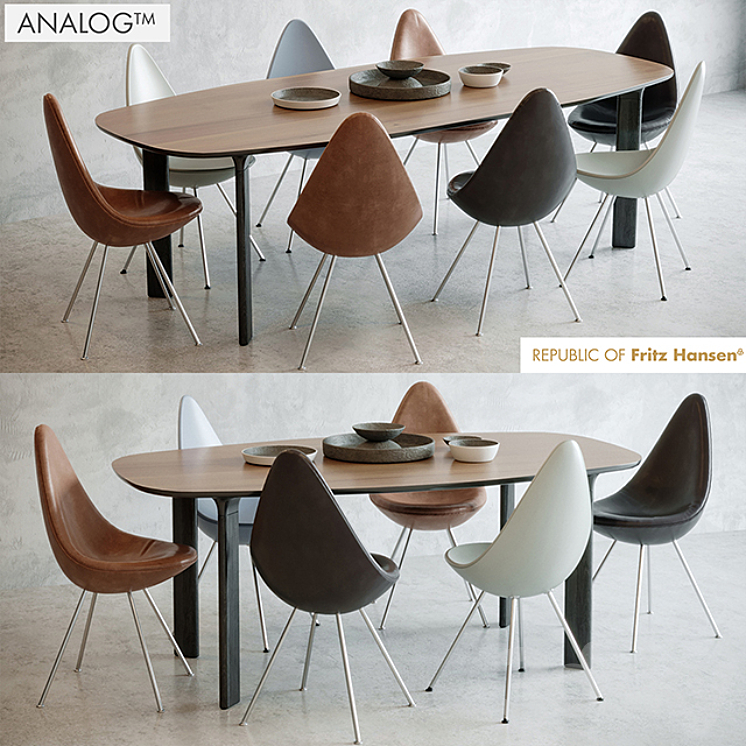 Analog table Drop chair 3DS Max - thumbnail 1