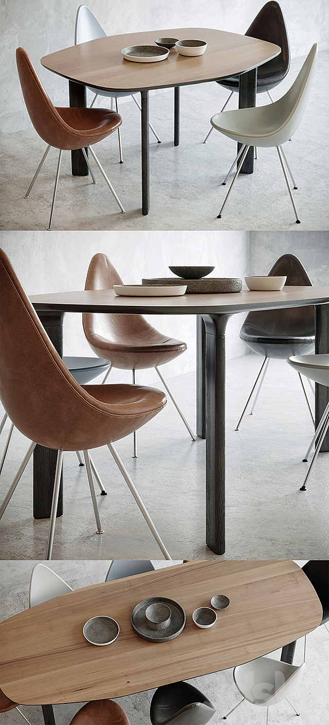 Analog table. Drop chair 3DSMax File - thumbnail 2