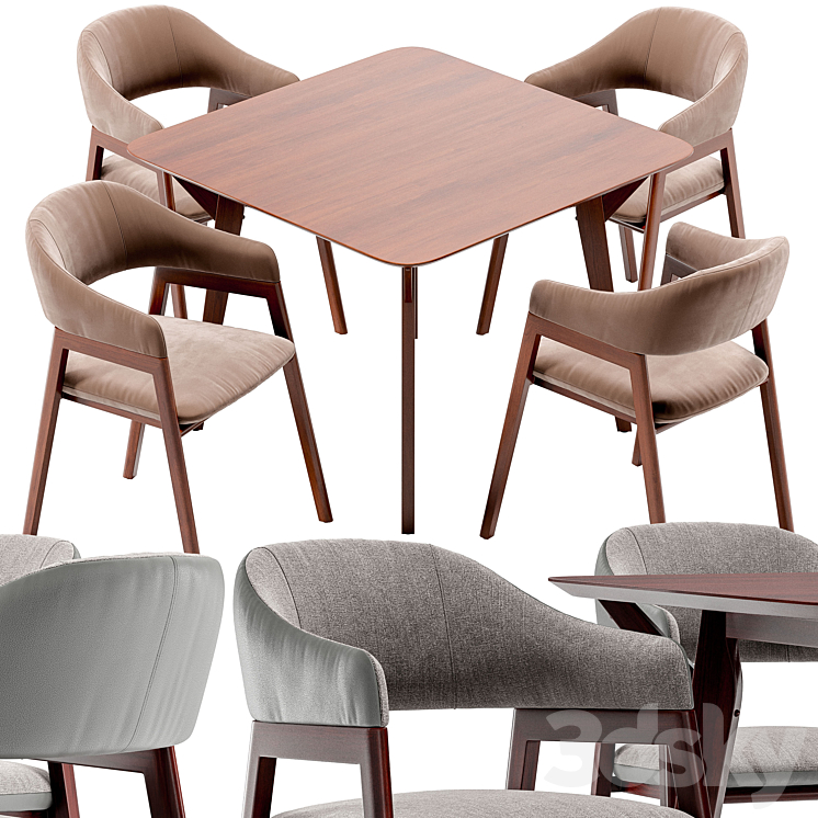 Angel Cerda dining chair and Terong table 3DS Max - thumbnail 1