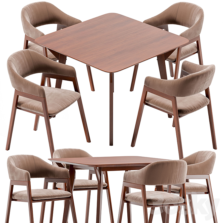 Angel Cerda dining chair and Terong table 3DS Max - thumbnail 2