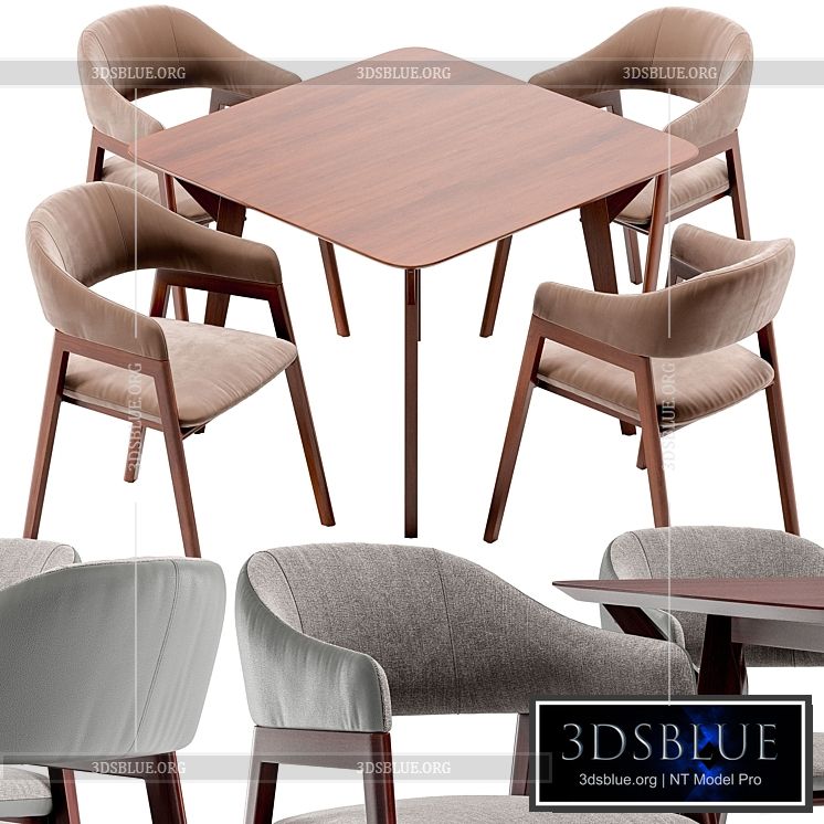 Angel Cerda dining chair and Terong table 3DS Max - thumbnail 3