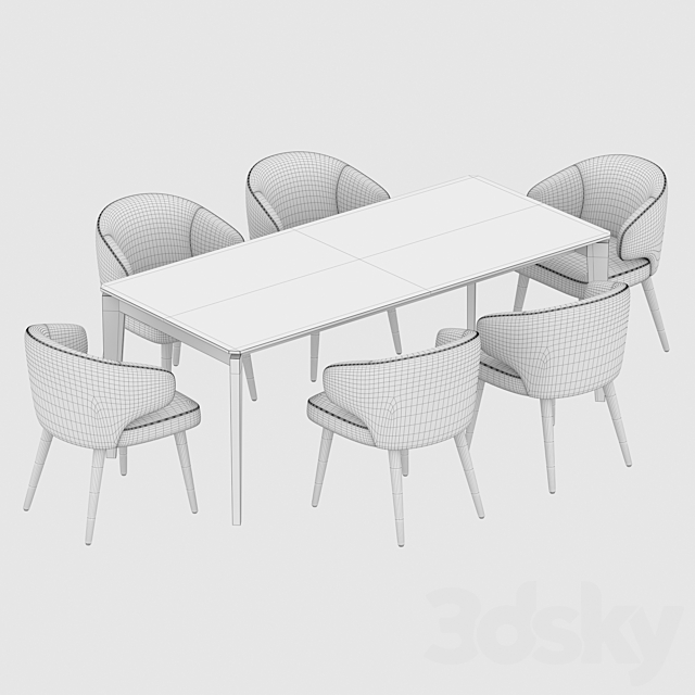 Angel Cerda Nogal Aston dining set 3DS Max Model - thumbnail 3