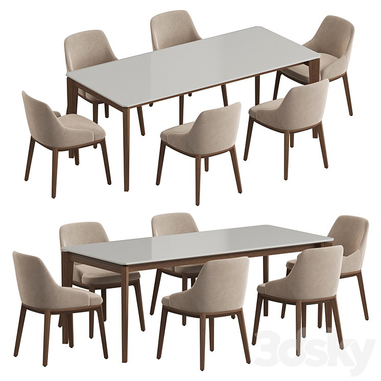 Angel Cerda Nogal Atlas Dining set 3DS Max Model - thumbnail 1