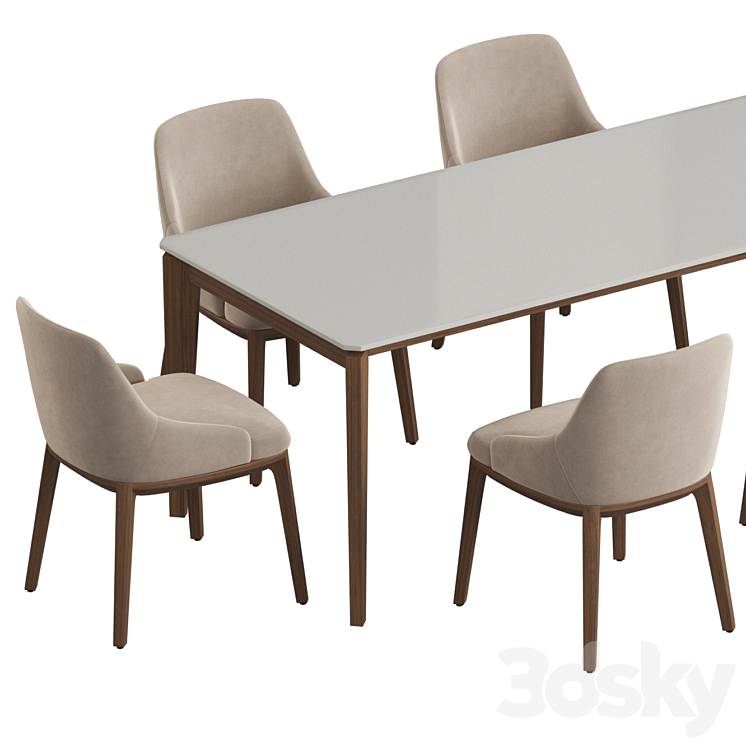 Angel Cerda Nogal Atlas Dining set 3DS Max Model - thumbnail 2