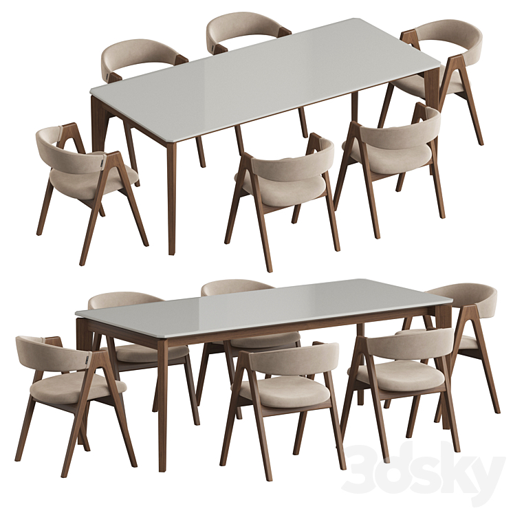 Angel Cerda Nogal Dublin Dining set 3DS Max Model - thumbnail 1