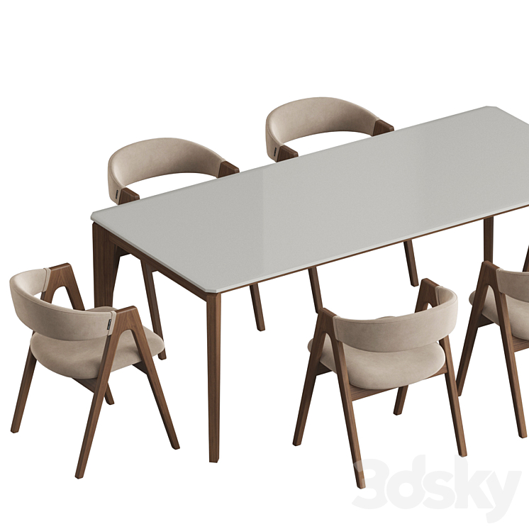 Angel Cerda Nogal Dublin Dining set 3DS Max Model - thumbnail 2