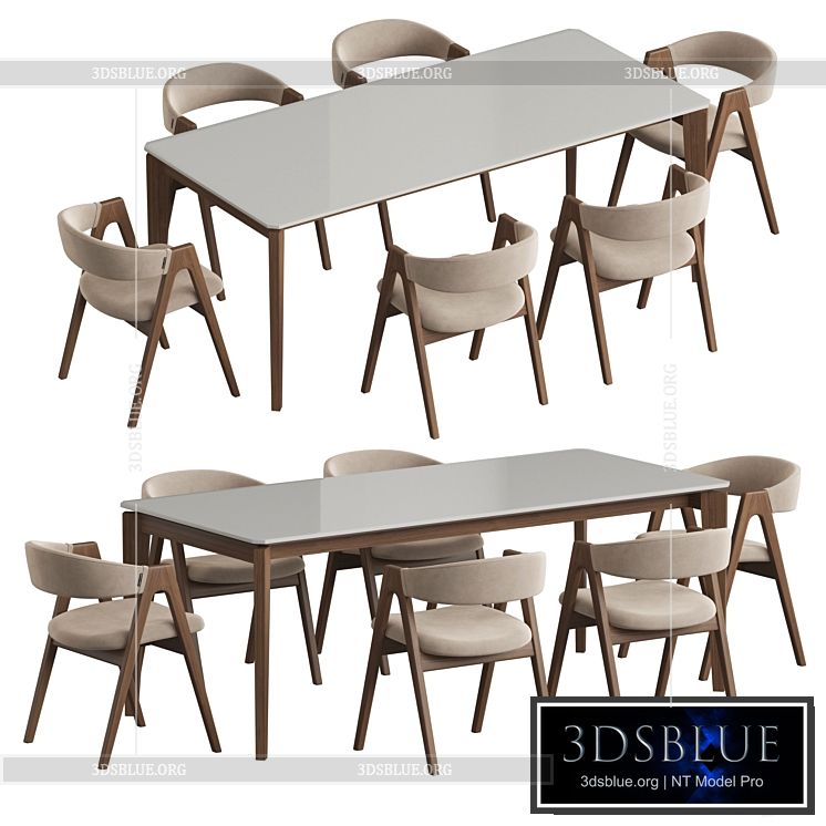 Angel Cerda Nogal Dublin Dining set 3DS Max - thumbnail 3