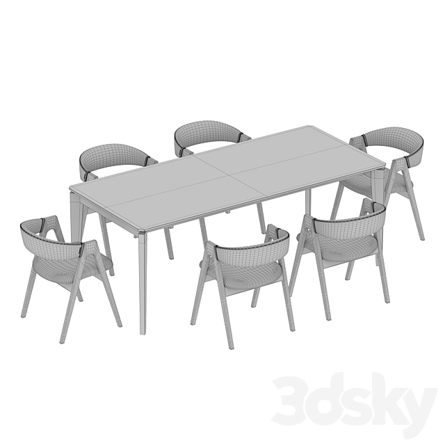 Angel Cerda Nogal Dublin Dining set 3DSMax File - thumbnail 3