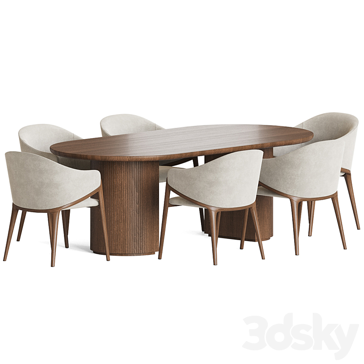 Angelcerda Chair Moon Table Dining Set 3DS Max Model - thumbnail 2