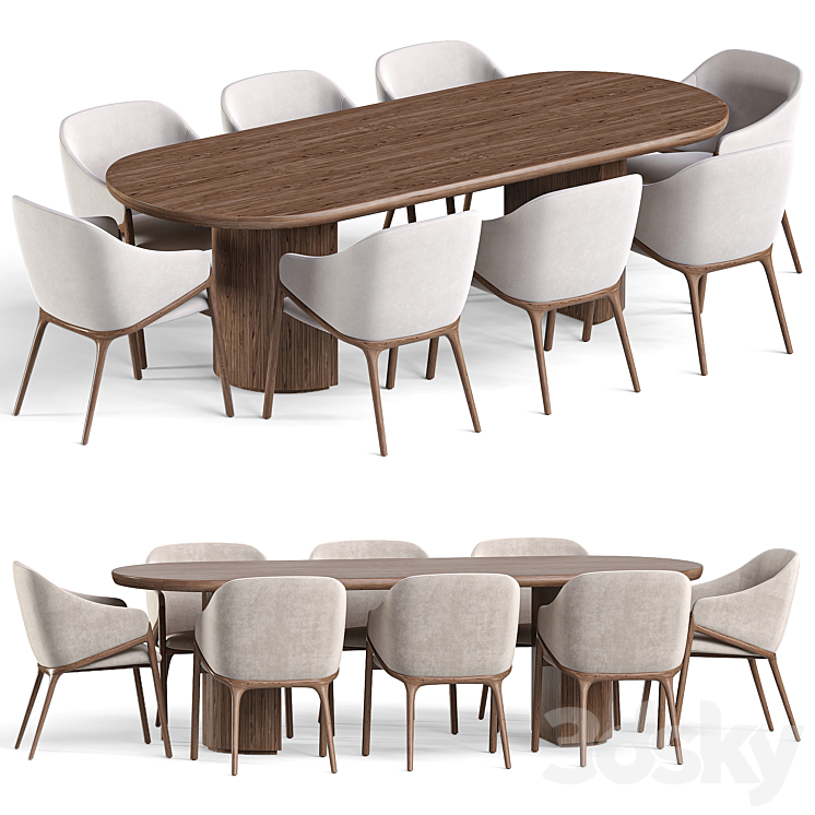 Angelcerda Chair Moon Table Dining Set 3DS Max - thumbnail 2