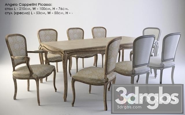 Angelo Cappellini Picasso Table and Chair 3dsmax Download - thumbnail 1