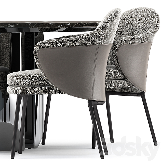 ANGIE chair and Wedge Table by Minotti 3DS Max Model - thumbnail 2