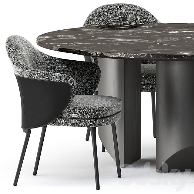 ANGIE chair and Wedge Table by Minotti 3DS Max Model - thumbnail 3