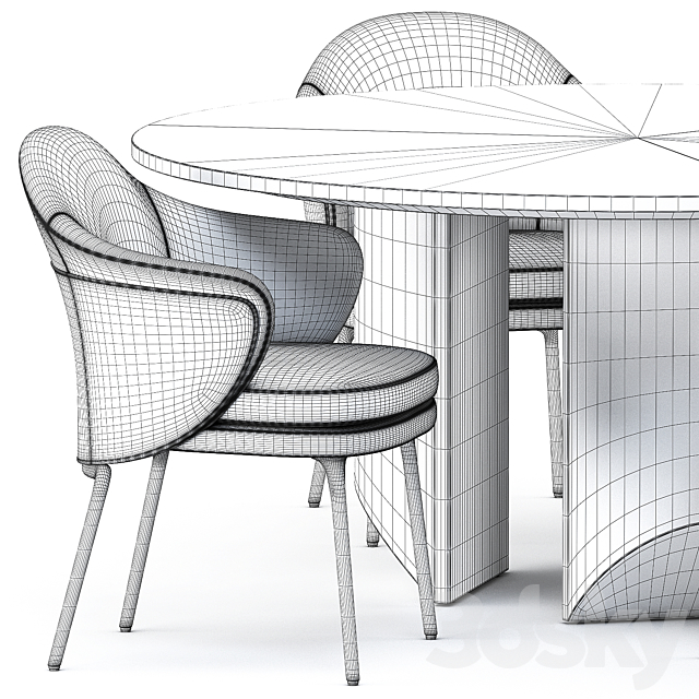 ANGIE chair and Wedge Table by Minotti 3DS Max Model - thumbnail 5