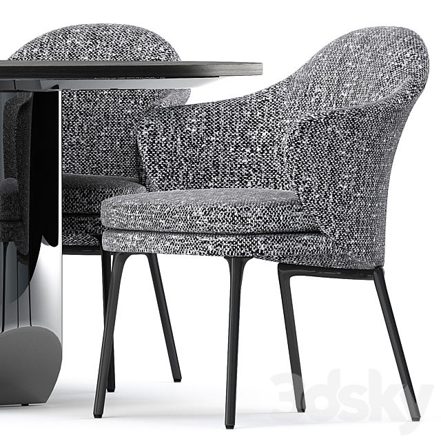 ANGIE CHAIR and Wedge Table by Minotti 3DS Max Model - thumbnail 2