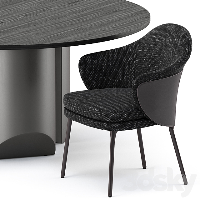 ANGIE CHAIR and Wedge Table by Minotti 3DS Max Model - thumbnail 3