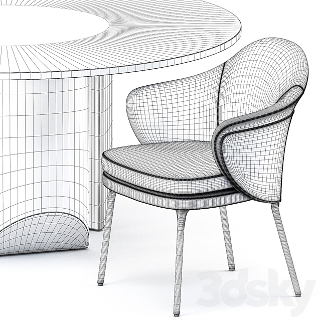 ANGIE CHAIR and Wedge Table by Minotti 3DS Max Model - thumbnail 5