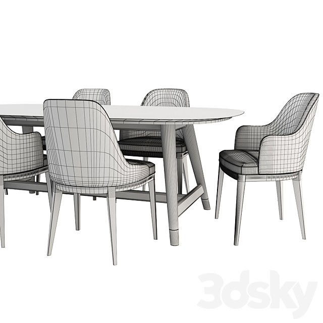 Anna Chair and Desco Table by Flexform 3DS Max Model - thumbnail 3