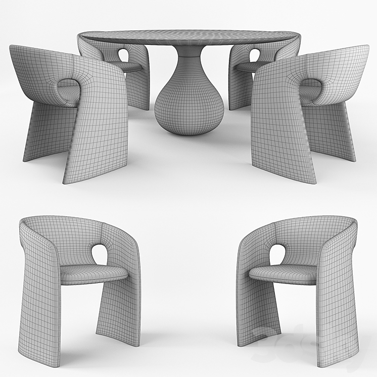 Aqua Dining Table 3DS Max - thumbnail 2