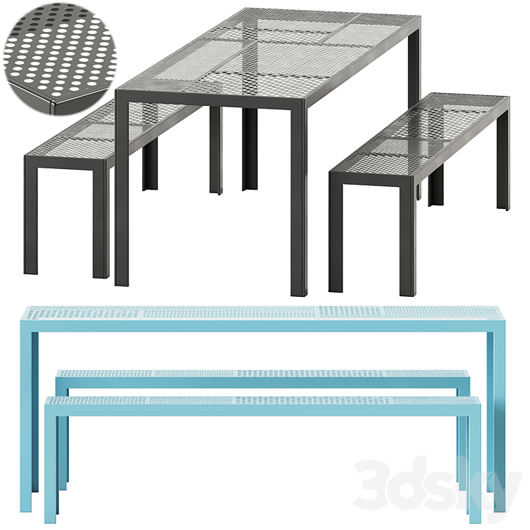 Areal Table and Bench by Nola Industrier \/ Garden set 3DS Max Model - thumbnail 1